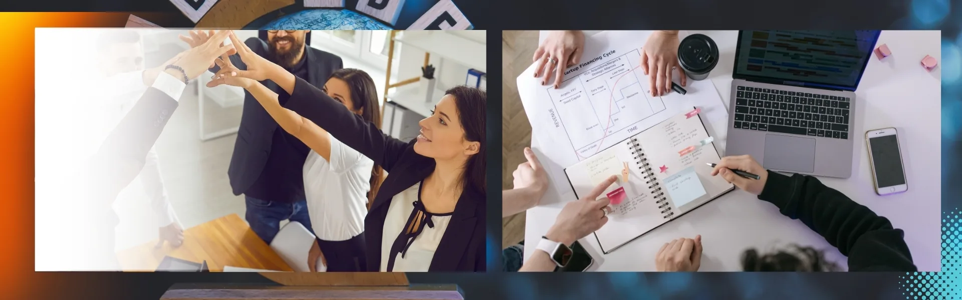 Startup team collaborating in a modern workspace